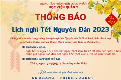 Thông báo lịch nghỉ tết Nguyên Đán Quý Mão 2023